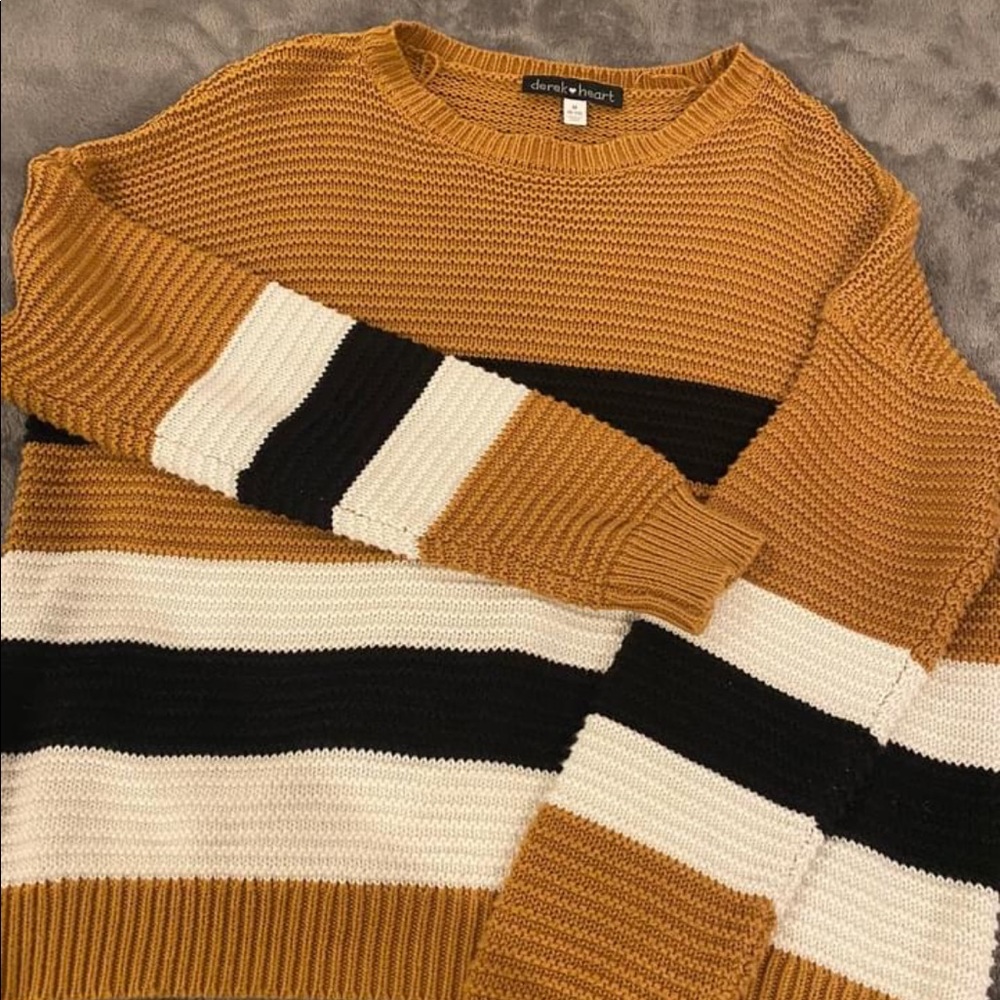 Brown, white and black sweater